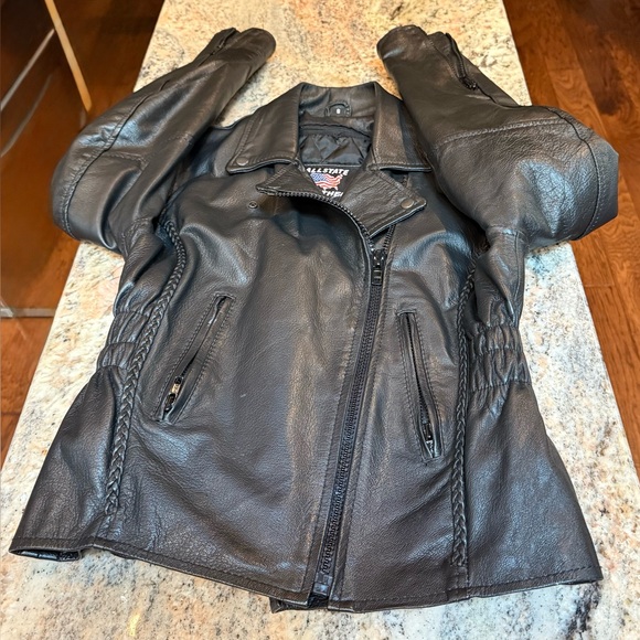 Allstate Leather Black Motorcycle Riding Jacket. Size Small. EUC. Zip out liner. - Picture 3 of 14